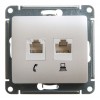 Розетка двойная компьютерная RJ45 Cat.5 SYSTEME ELECTRIC GLOSSA, перламутр