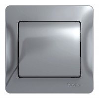 Выключатель 1-клавишный SYSTEME ELECTRIC GLOSSA, скрытый монтаж, алюминий