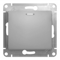 Выключатель 1-клавишный SYSTEME ELECTRIC GLOSSA, с подсветкой, скрытый монтаж, алюминий