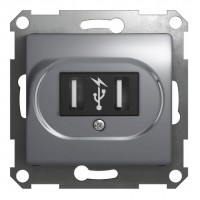 Розетка 2xUSB SYSTEME ELECTRIC GLOSSA, алюминий