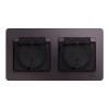 Розетка двухместная SYSTEME ELECTRIC GLOSSA, скрытый монтаж, с заземлением, с крышкой, со шторками, сиреневый туман, GSL001447