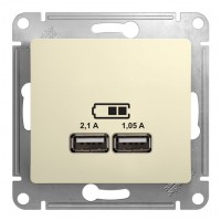 Розетка 2xUSB SYSTEME ELECTRIC GLOSSA, бежевый