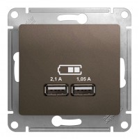 Розетка 2xUSB SYSTEME ELECTRIC GLOSSA, шоколад