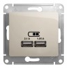 Розетка 2xUSB SYSTEME ELECTRIC GLOSSA, молочный