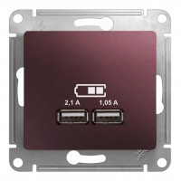 Розетка 2xUSB SYSTEME ELECTRIC GLOSSA, баклажановый