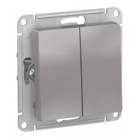 Переключатель 2-клавишный SYSTEME ELECTRIC ATLASDESIGN, скрытый монтаж, алюминий
