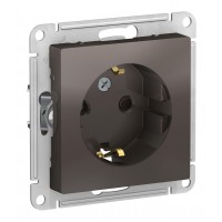 Розетка SYSTEME ELECTRIC ATLASDESIGN, скрытый монтаж, с заземлением, со шторками, мокко