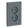 Розетка двухместная SYSTEME ELECTRIC ATLASDESIGN, скрытый монтаж, без заземления, со шторками, грифель