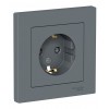 Розетка SYSTEME ELECTRIC ATLASDESIGN, скрытый монтаж, с заземлением, со шторками, грифель