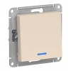 Выключатель 1-клавишный SYSTEME ELECTRIC ATLASDESIGN, с подсветкой, скрытый монтаж, бежевый