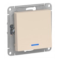 Выключатель 1-клавишный SYSTEME ELECTRIC ATLASDESIGN, с подсветкой, скрытый монтаж, бежевый