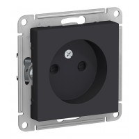 Розетка SYSTEME ELECTRIC ATLASDESIGN, скрытый монтаж, без заземления, со шторками, карбон