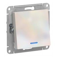 Переключатель 1-клавишный SYSTEME ELECTRIC ATLASDESIGN, с подсветкой, скрытый монтаж, жемчуг