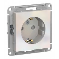 Розетка SYSTEME ELECTRIC ATLASDESIGN, скрытый монтаж, с заземлением, со шторками, жемчуг