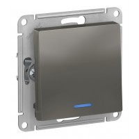 Выключатель 1-клавишный SYSTEME ELECTRIC ATLASDESIGN, с подсветкой, скрытый монтаж, сталь