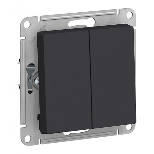 Выключатель 2-клавишный SYSTEME ELECTRIC ATLASDESIGN, скрытый монтаж, карбон
