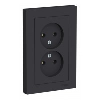 Розетка двухместная SYSTEME ELECTRIC ATLASDESIGN, скрытый монтаж, без заземления, карбон