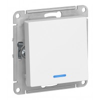 Выключатель 1-клавишный SYSTEME ELECTRIC ATLASDESIGN, с подсветкой, скрытый монтаж, белый