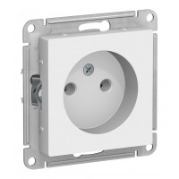Розетка SYSTEME ELECTRIC ATLASDESIGN, скрытый монтаж, без заземления, винтовые клеммы, белый