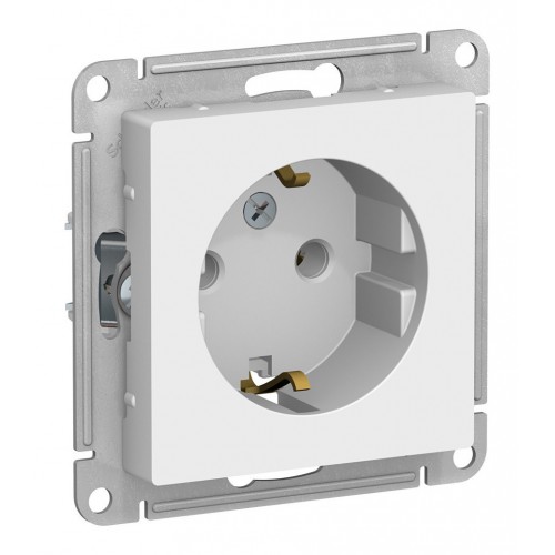 Розетка SYSTEME ELECTRIC ATLASDESIGN, скрытый монтаж, с заземлением, винтовые клеммы, белый