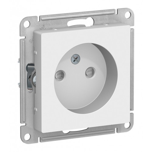 Розетка SYSTEME ELECTRIC ATLASDESIGN, скрытый монтаж, без заземления, со шторками, винтовые клеммы, белый