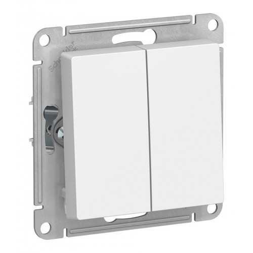 Выключатель 2-клавишный SYSTEME ELECTRIC ATLASDESIGN, скрытый монтаж, белый