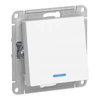 Переключатель 1-клавишный SYSTEME ELECTRIC ATLASDESIGN, с подсветкой, скрытый монтаж, белый