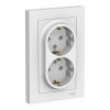 Розетка двухместная с рамкой SYSTEME ELECTRIC ATLASDESIGN, скрытый монтаж, с заземлением, винтовые клеммы, белый