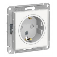 Розетка SYSTEME ELECTRIC ATLASDESIGN, скрытый монтаж, с заземлением, со шторками, белый (прозрачная накладка)