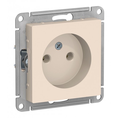 Розетка SYSTEME ELECTRIC ATLASDESIGN, скрытый монтаж, без заземления, винтовые клеммы, бежевый