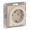 Розетка SYSTEME ELECTRIC ATLASDESIGN, скрытый монтаж, с заземлением, со шторками, бежевый