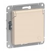 Розетка SYSTEME ELECTRIC ATLASDESIGN, скрытый монтаж, с заземлением, с крышкой, со шторками, винтовые клеммы, бежевый