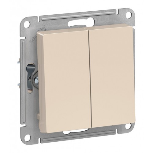 Выключатель 2-клавишный SYSTEME ELECTRIC ATLASDESIGN, скрытый монтаж, бежевый
