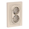 Розетка двухместная с рамкой SYSTEME ELECTRIC ATLASDESIGN, скрытый монтаж, с заземлением, со шторками, винтовые клеммы, бежевый