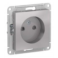 Розетка SYSTEME ELECTRIC ATLASDESIGN, скрытый монтаж, без заземления, со шторками, винтовые клеммы, алюминий