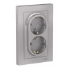 Розетка двухместная SYSTEME ELECTRIC ATLASDESIGN, скрытый монтаж, с заземлением, со шторками, винтовые клеммы, алюминий