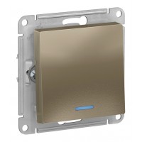 Выключатель 1-клавишный SYSTEME ELECTRIC ATLASDESIGN, с подсветкой, скрытый монтаж, шампань