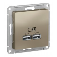 Розетка 2xUSB SYSTEME ELECTRIC ATLASDESIGN, шампань