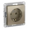 Розетка SYSTEME ELECTRIC ATLASDESIGN, скрытый монтаж, с заземлением, шампань