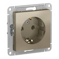 Розетка SYSTEME ELECTRIC ATLASDESIGN, скрытый монтаж, с заземлением, шампань