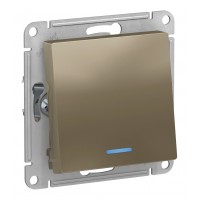 Переключатель 1-клавишный SYSTEME ELECTRIC ATLASDESIGN, с подсветкой, скрытый монтаж, шампань