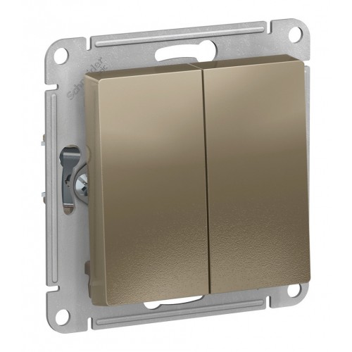 Переключатель 2-клавишный SYSTEME ELECTRIC ATLASDESIGN, скрытый монтаж, шампань
