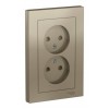 Розетка двухместная SYSTEME ELECTRIC ATLASDESIGN, скрытый монтаж, без заземления, шампань