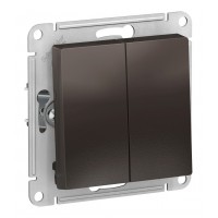 Выключатель 2-клавишный SYSTEME ELECTRIC ATLASDESIGN, скрытый монтаж, мокко