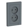 Розетка двухместная SYSTEME ELECTRIC ATLASDESIGN, скрытый монтаж, без заземления, грифель