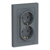 Розетка двухместная SYSTEME ELECTRIC ATLASDESIGN, скрытый монтаж, с заземлением, грифель