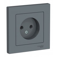 Розетка SYSTEME ELECTRIC ATLASDESIGN, скрытый монтаж, без заземления, грифель