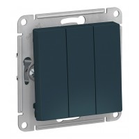 Выключатель 3-клавишный SYSTEME ELECTRIC ATLASDESIGN, скрытый монтаж, изумруд