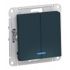 Выключатель 2-клавишный SYSTEME ELECTRIC ATLASDESIGN, с подсветкой, скрытый монтаж, изумруд