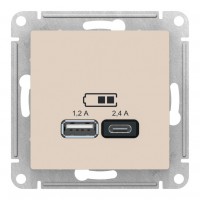 Розетка 2xUSB SYSTEME ELECTRIC ATLASDESIGN, бежевый